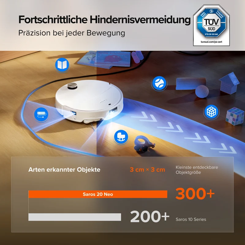 Roborock Saros 20 Neo Saug- und Wischroboter mit Heißwasserwischen und intelligenter Dockingstation