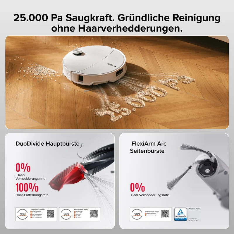 Roborock Qrevo Curv 2 Pro Saug- & Wischroboter, 25.000 Pa Saugkraft, 100 °C Heißwasser-Wäsche