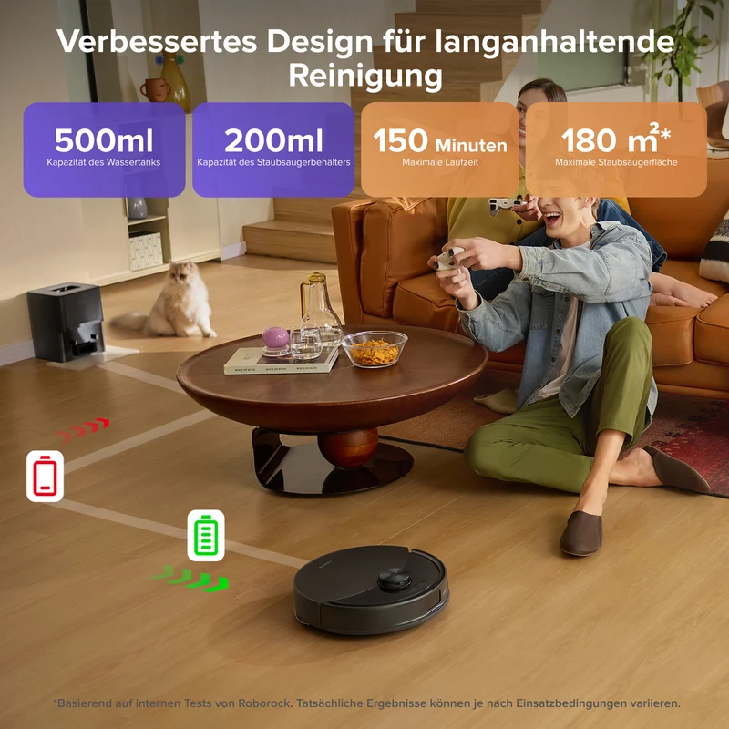 Roborock Q10 S5+ Set Saug- und Wischroboter mit Auto-Entleerungsstation mit zwei zusätzlichen Staubbeuteln
