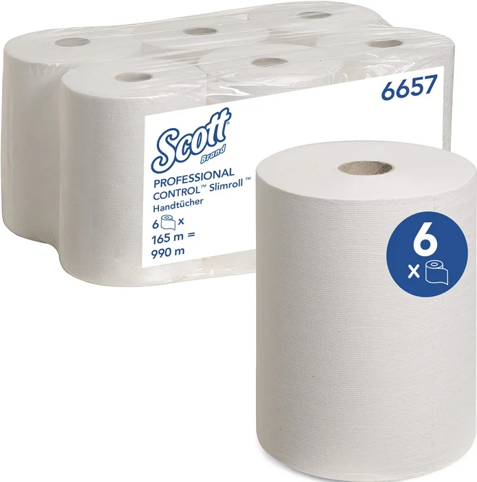 SCOTT Rollenhandtuch 6657 1-lagig, ungeprägt weiß ( 9000469154 )