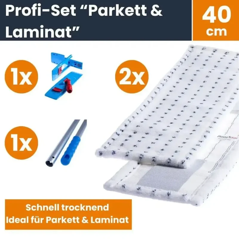Bodenwischer Profi-Set mit Wischmops "Parkett & Laminat 40cm"