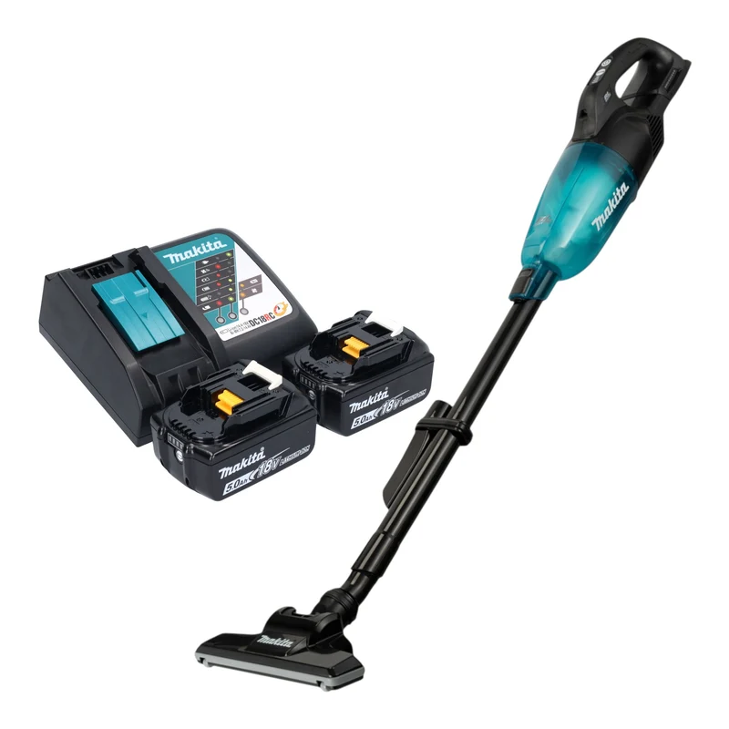 Makita DCL 284 FRT2B Akku Staubsauger 18 V 0,73 l Schwarz Brushless + 2x Akku 5,0 Ah + Ladegerät