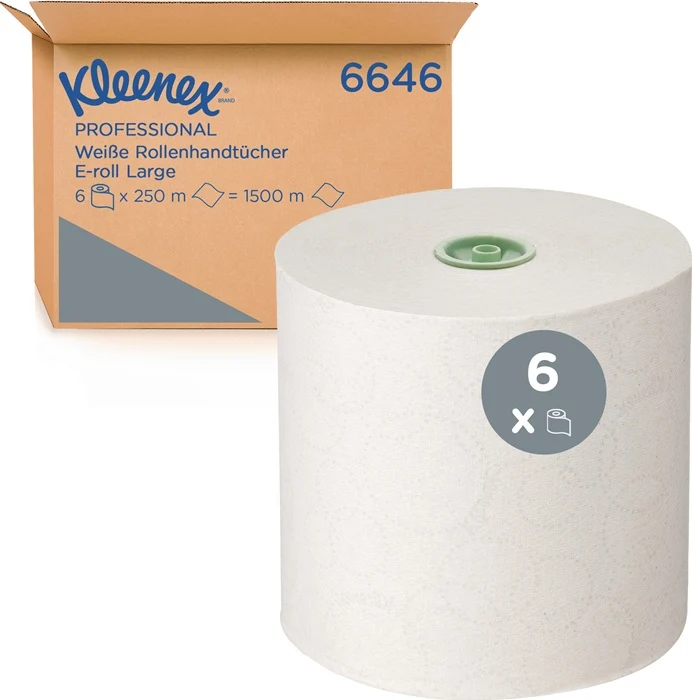 KLEENEX Rollenhandtuch 6646 1-lagig, geprägt weiß ( 9000469153 )