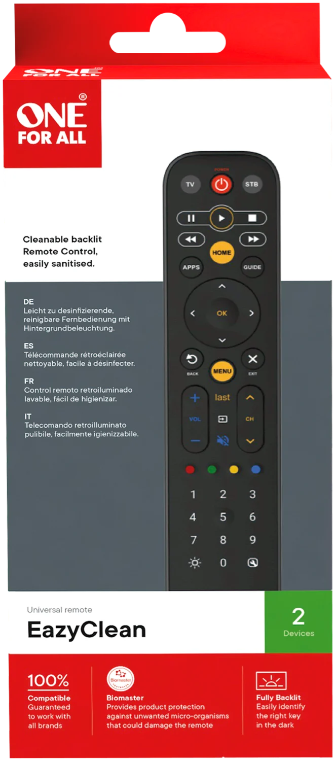 One For All Eazy Clean Universal TV Remote Control