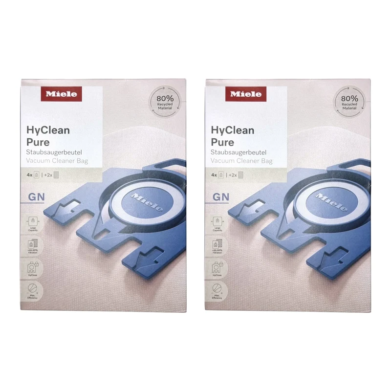 Miele 2x HyClean Pure GN Staubsaugerbeutel 8 Stück mit Filter ( 2x 12421130 ) für Complete C2 / C3 / Classic C1 / S8 / S5 / S2