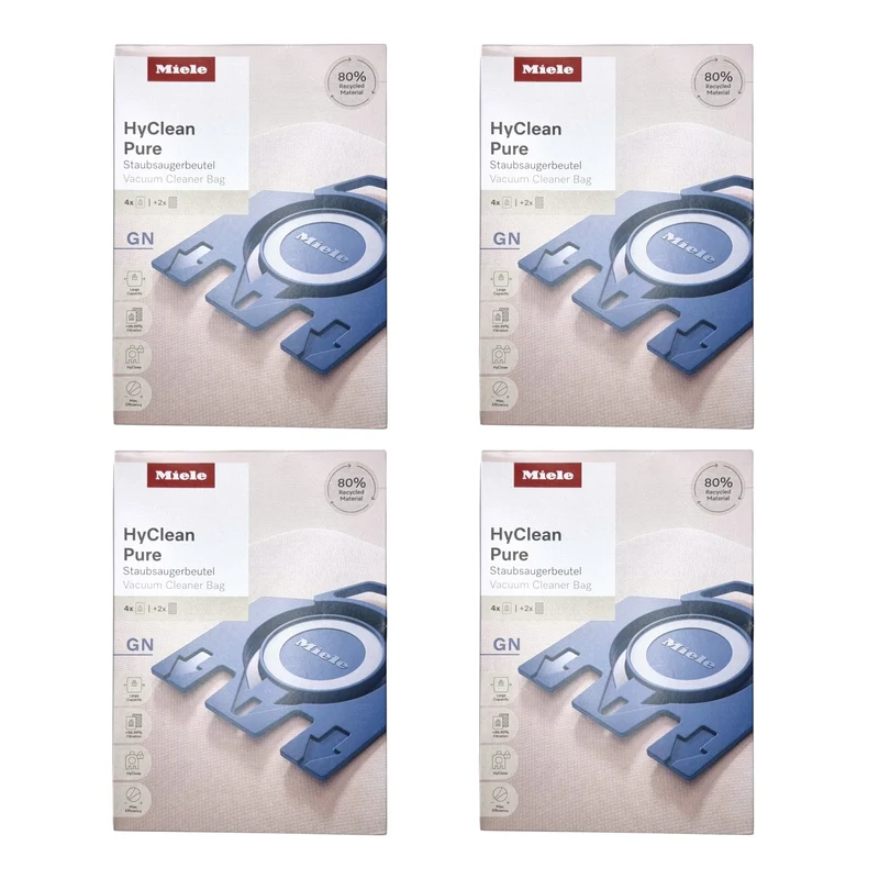 Miele 4x HyClean Pure GN Staubsaugerbeutel 16 Stück mit Filter ( 4x 12421130 ) für Complete C2 / C3 / Classic C1 / S8 / S5 / S2