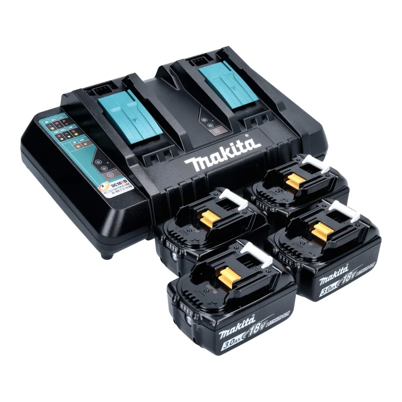 Makita DHW 080 PF4K Akku Hochdruckreiniger 36 V ( 2x 18 V ) 80 bar 380 l/h Brushless + 4x Akku 3,0 Ah + Doppelladegerät