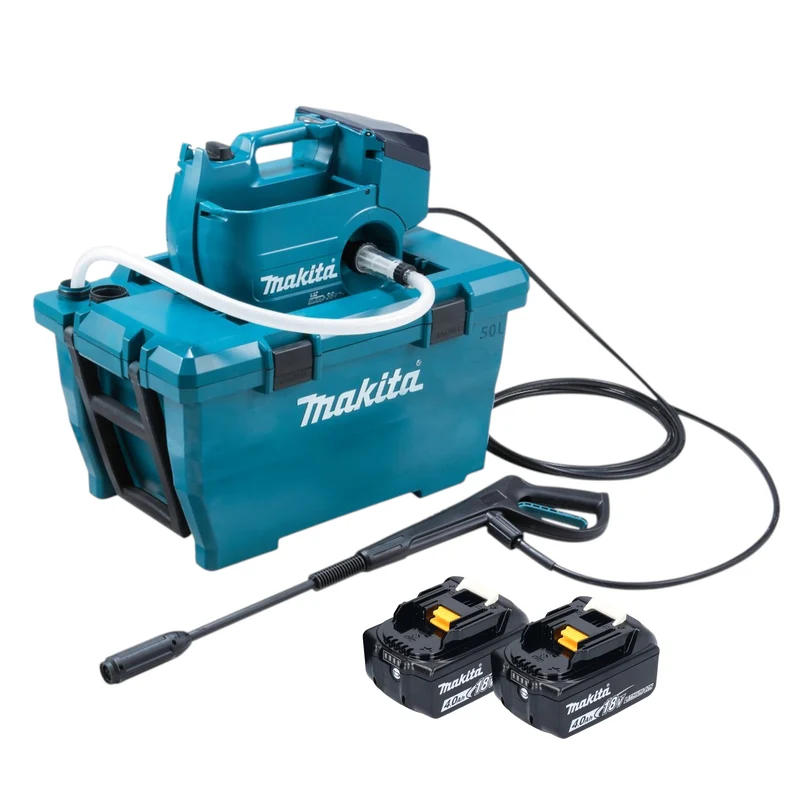 Makita DHW 080 M2K Akku Hochdruckreiniger 36 V ( 2x 18 V ) 80 bar 380 l/h Brushless + 2x Akku 4,0 Ah - ohne Ladegerät