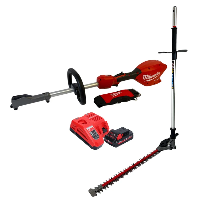 Milwaukee M18 FOPH2-HTA-301 Akku Basiseinheit 18 V Brushless + Heckenscheren Aufsatz + 1x Akku 3,0 Ah + Ladegerät