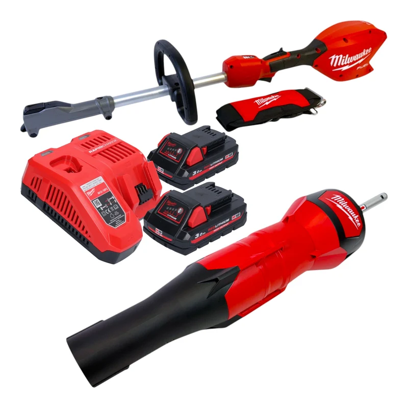 Milwaukee M18 FOPH2-­BA-302 Akku Basiseinheit 18 V Brushless + Gebläse Aufsatz + 2x Akku 3,0 Ah + Ladegerät