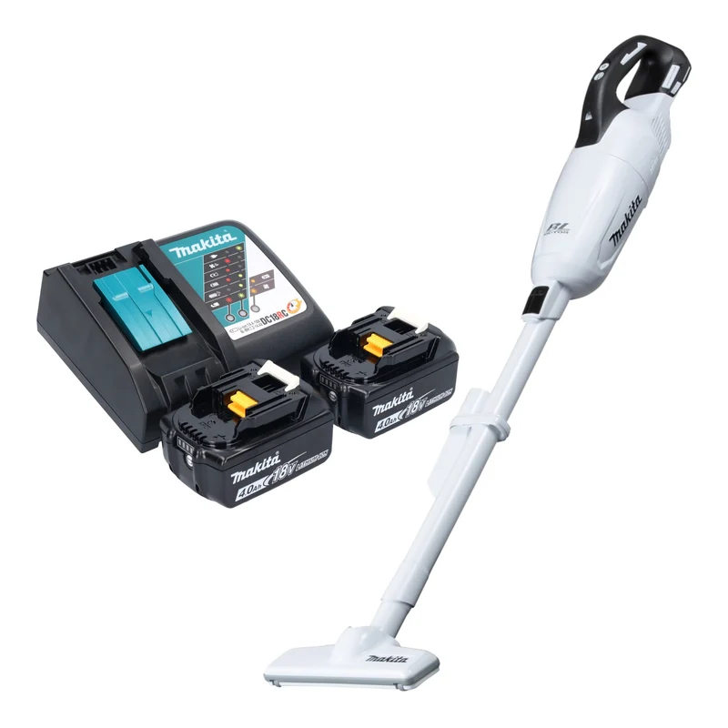 Makita DCL 281 FRMW Akku Staubsauger 18 V weiß Brushless + 2x Akku 4,0 Ah + Ladegerät
