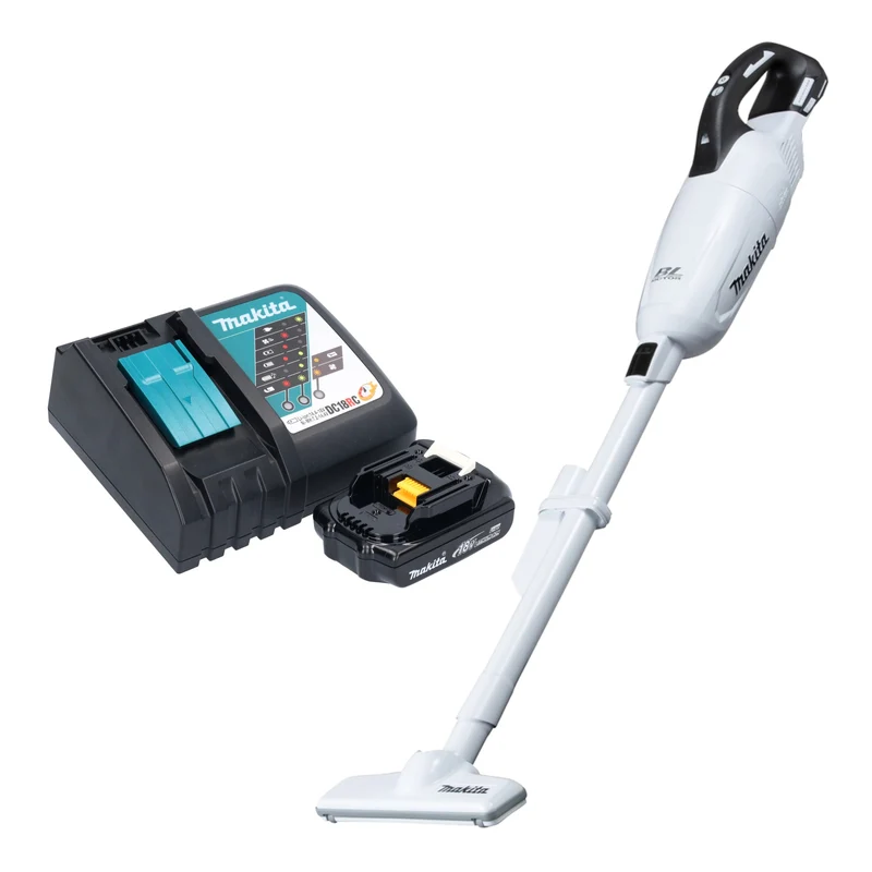 Makita DCL 281 FRY1W Akku Staubsauger 18 V weiß Brushless + 1x Akku 1,5 Ah + Ladegerät