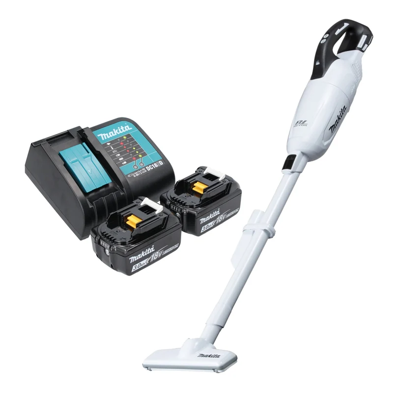 Makita DCL 281 FSFW Akku Staubsauger 18 V weiß Brushless + 2x Akku 3,0 Ah + Ladegerät