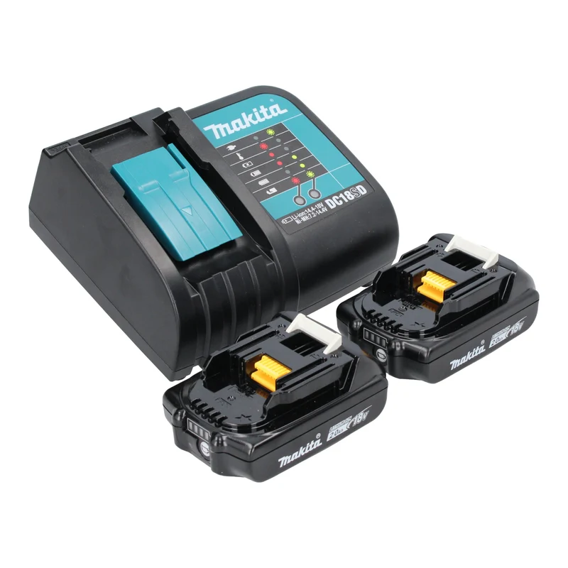 Makita DCL 281 FSAW Akku Staubsauger 18 V weiß Brushless + 2x Akku 2,0 Ah + Ladegerät