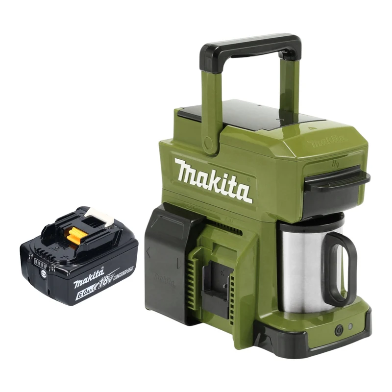 Makita DCM 501 GO Akku Kaffeemaschine 12 V max. / 18 V Olive + 1x Akku 6,0 Ah - ohne Ladegerät