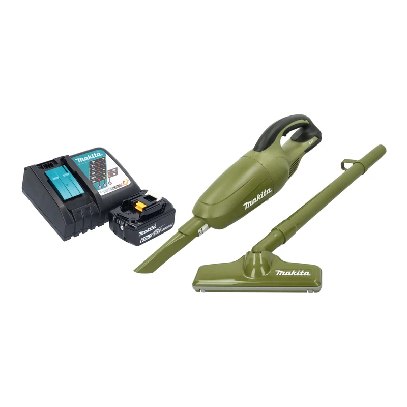 Makita DCL 180 RGO Akku Staubsauger 18 V 0,65 l Olive Outdoor Adventure Serie + 1x Akku 6,0 Ah + Ladegerät