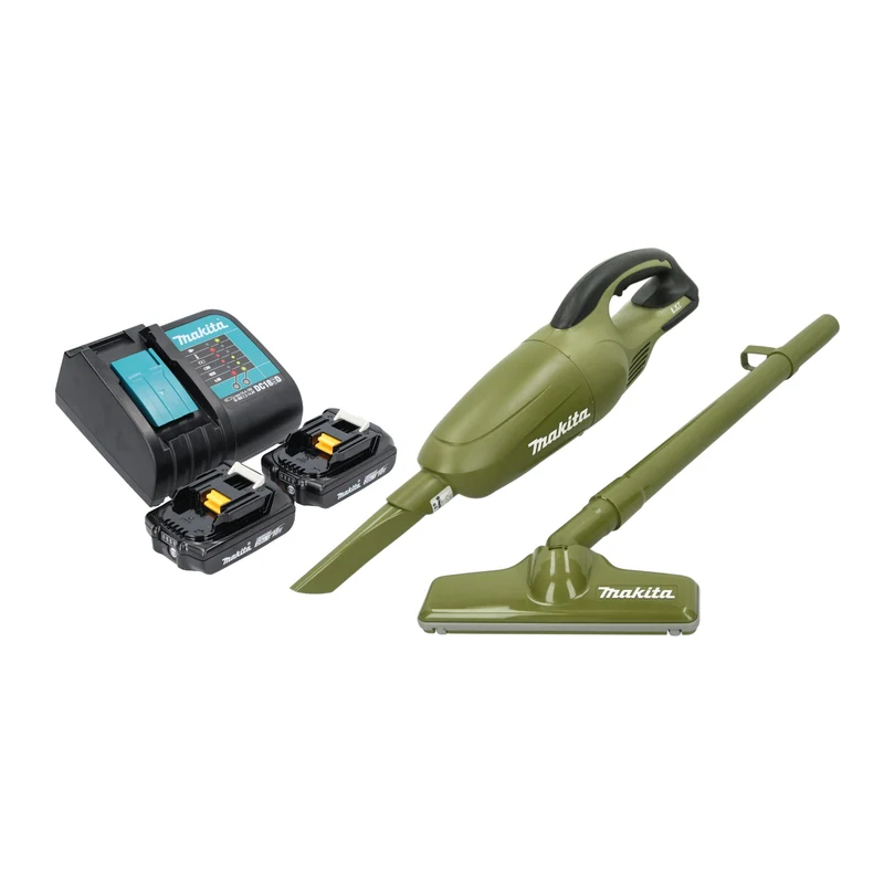 Makita DCL 180 SA2O Akku Staubsauger 18 V 0,65 l Olive Outdoor Adventure Serie + 2x Akku 2,0 Ah + Ladegerät