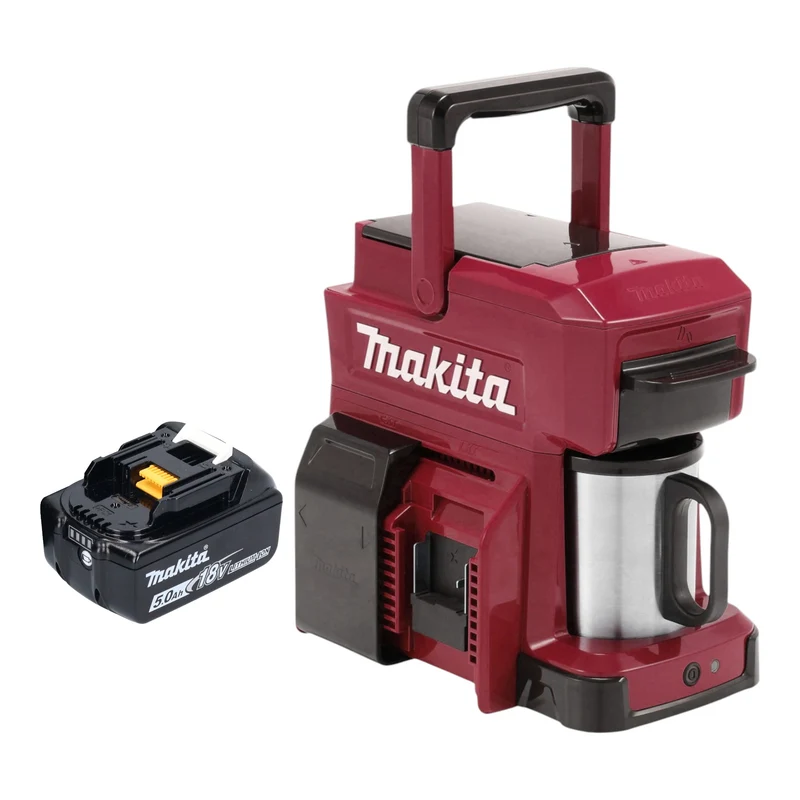 Makita DCM 501 TAR Akku Kaffeemaschine 12 V max. / 18 V Rot + 1x Akku 5,0 Ah - ohne Ladegerät