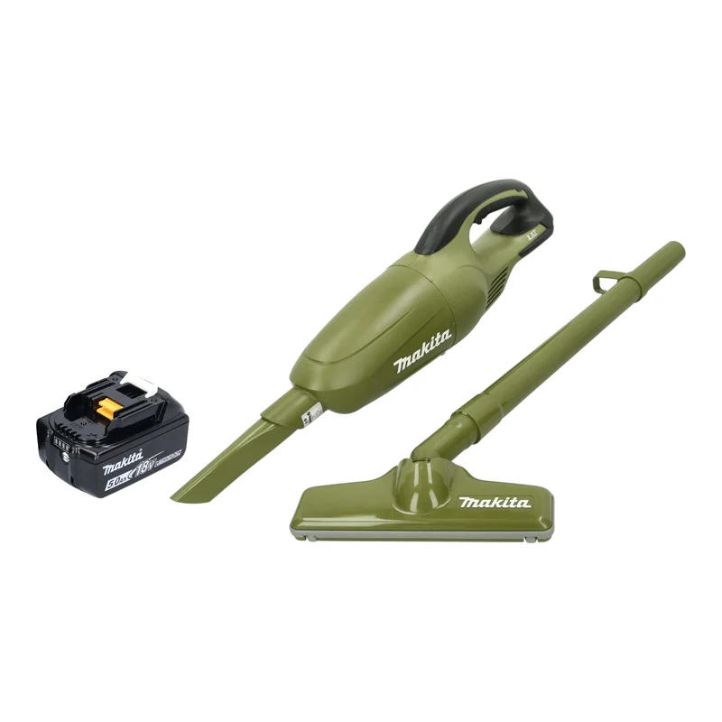 Makita DCL 180 TO Akku Staubsauger 18 V 0,65 l Olive Outdoor Adventure Serie + 1x Akku 5,0 Ah - ohne Ladegerät