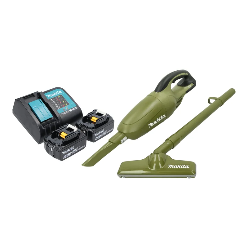 Makita DCL 180 ST2O Akku Staubsauger 18 V 0,65 l Olive Outdoor Adventure Serie + 2x Akku 5,0 Ah + Ladegerät