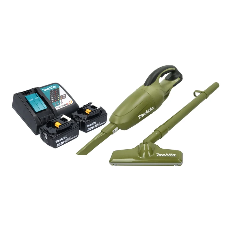 Makita DCL 180 RT2O Akku Staubsauger 18 V 0,65 l Olive Outdoor Adventure Serie + 2x Akku 5,0 Ah + Ladegerät