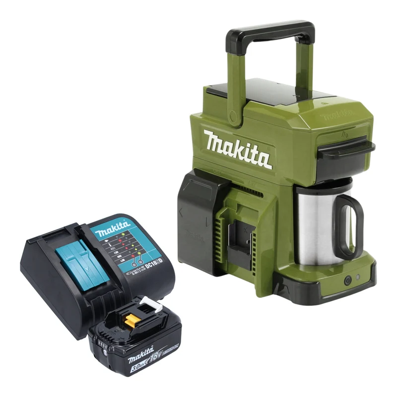Makita DCM 501 SFO Akku Kaffeemaschine 12 V max. / 18 V Olive - Outdoor Adventure Edition + 1x Akku 3,0 Ah + Ladegerät