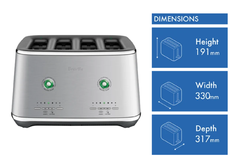 Breville The Eye Q 870 Auto 4 Slice Stainless Steel Toaster