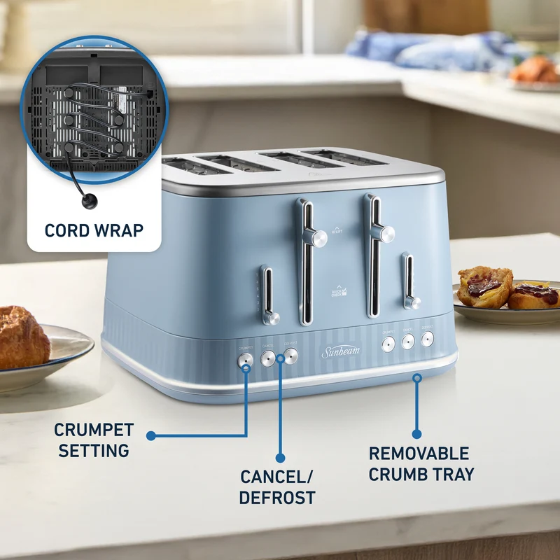 Sunbeam French Riviera 4 Slice Toaster Morning Haze