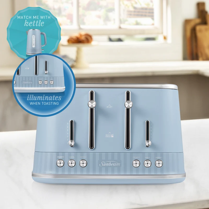 Sunbeam French Riviera 4 Slice Toaster Morning Haze