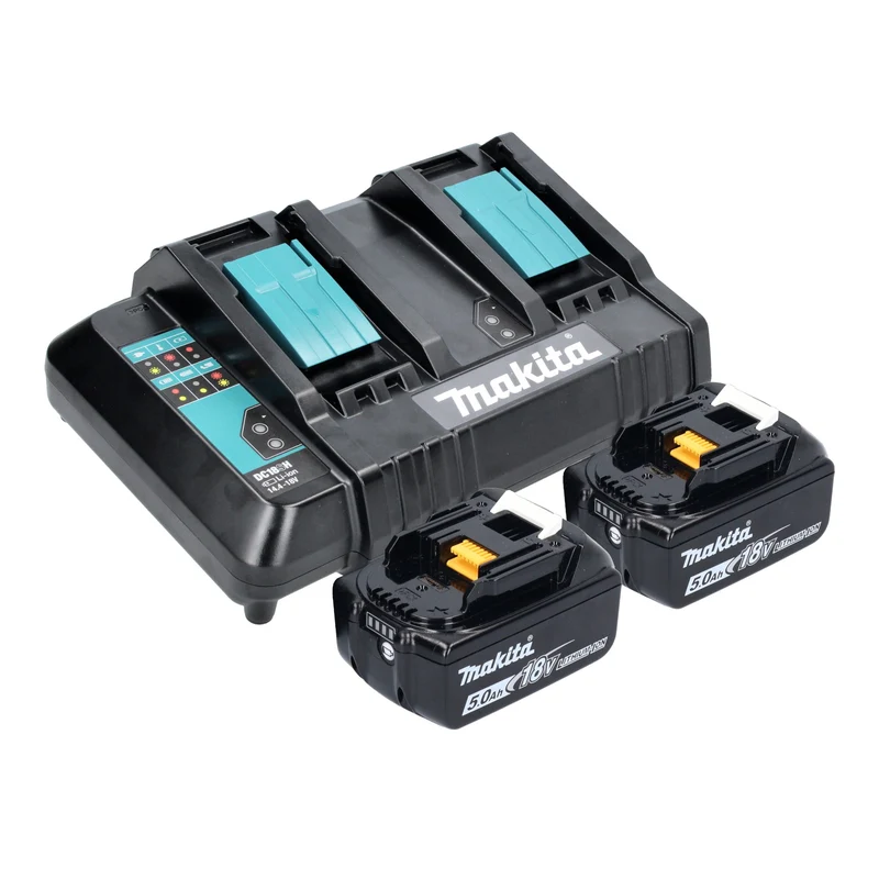 Makita DKT 360 CT2 Akku Wasserkocher 36 V ( 2x 18 V ) 0,8 L + 2x Akku 5,0 Ah + Doppelladegerät