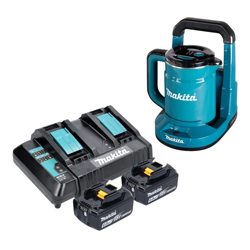 Makita DKT 360 CG2 Akku Wasserkocher 36 V ( 2x 18 V ) 0,8 L + 2x Akku 6,0 Ah + Doppelladegerät