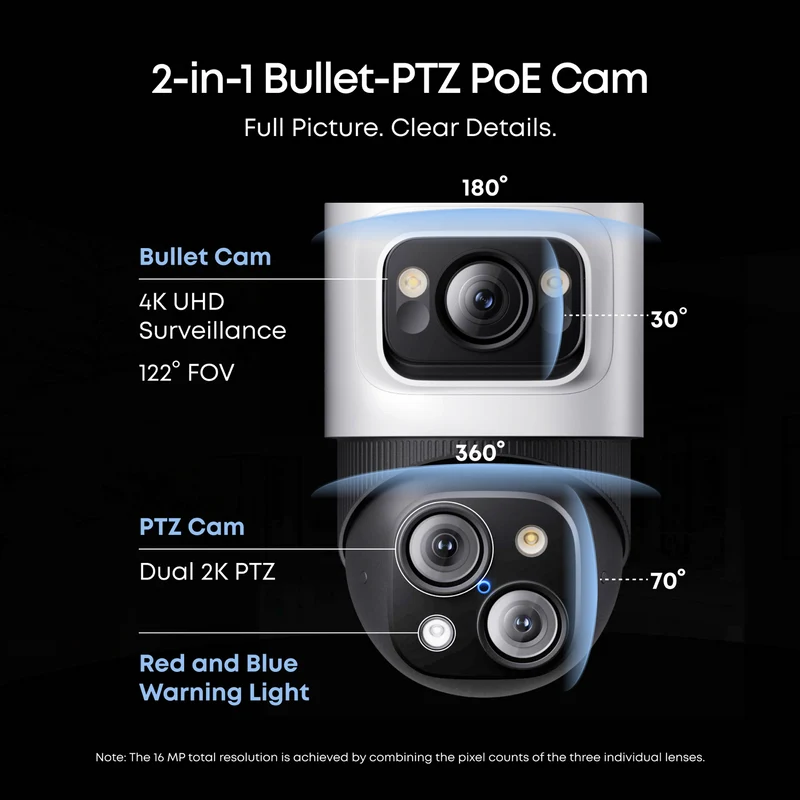 eufy S4 NVR POE 24/7 Security System - 2 x PTZ + 2 x Turret Cameras