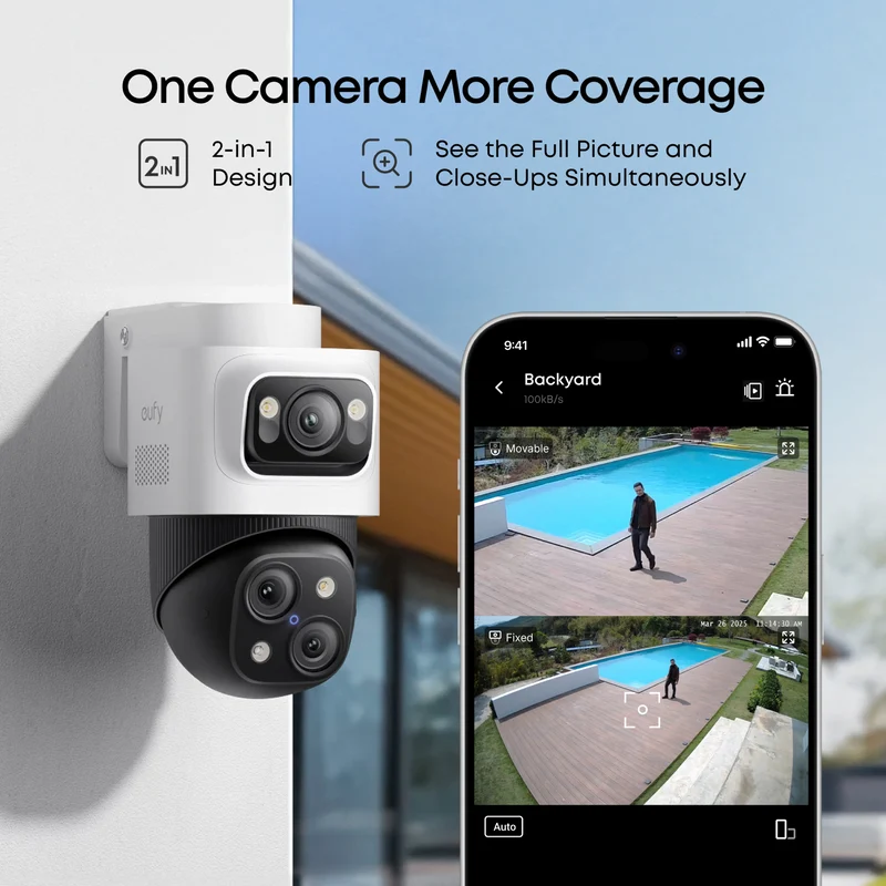 eufy S4 NVR POE 24/7 Security System - 2 x PTZ + 2 x Turret Cameras