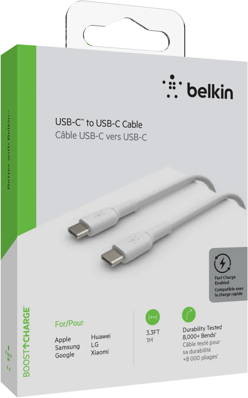 Belkin stCharge USB-C to USB-C Cable 60W 1M White