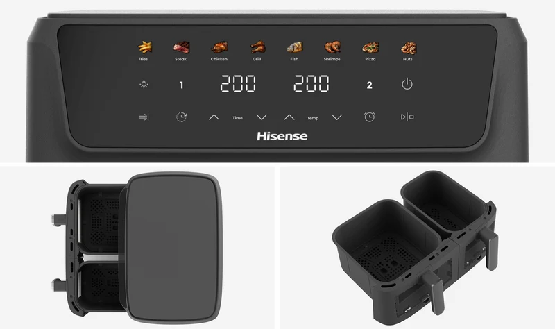 Hisense 11 Litre Dual Basket Air Fryer With Window And Colour display
