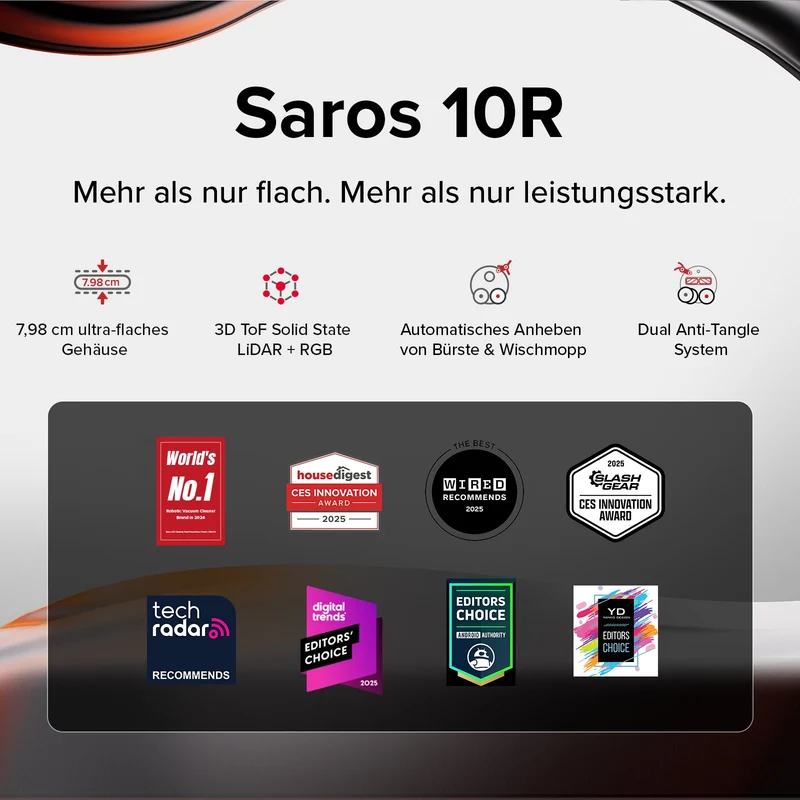 Roborock Saros 10R Saugroboter mit Wischfunktion & abnehmbarem Wischmopp