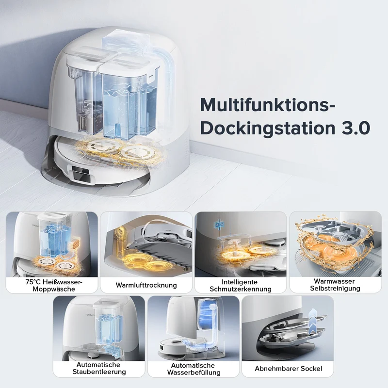 Roborock Qrevo Curv S5X Set Saugroboter mit Multifunktions-Dockingstation 3.0 (mit zusätzlicher Hauptbürste*1St. & Staubbeutel*3St.)