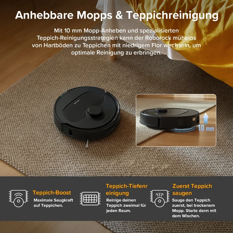 Roborock QV 35A Saugroboter Set mit Wischfunktion, 8000Pa Saugkraft(verbessert von Qrevo S)