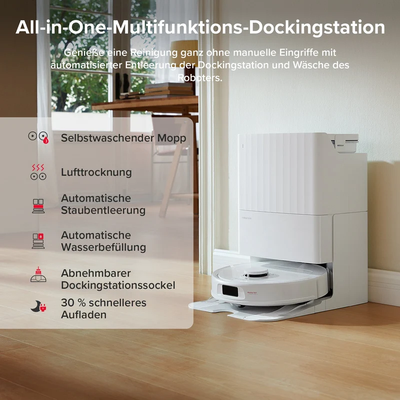 Roborock QV 35A Saugroboter Set mit Wischfunktion, 8000Pa Saugkraft(verbessert von Qrevo S)