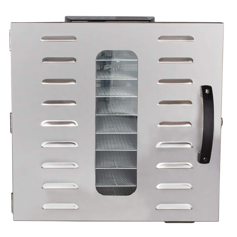 Beeketal 'BDA-15' Dörrautomat aus Edelstahl mit 10 Etagen, Zeitschaltuhr (max. 24h), einstellbarer Temperatur (30-90 °C) und LED Bedienfeld - Profi Gastro Dörrgerät inkl. 10 Einlegegitter