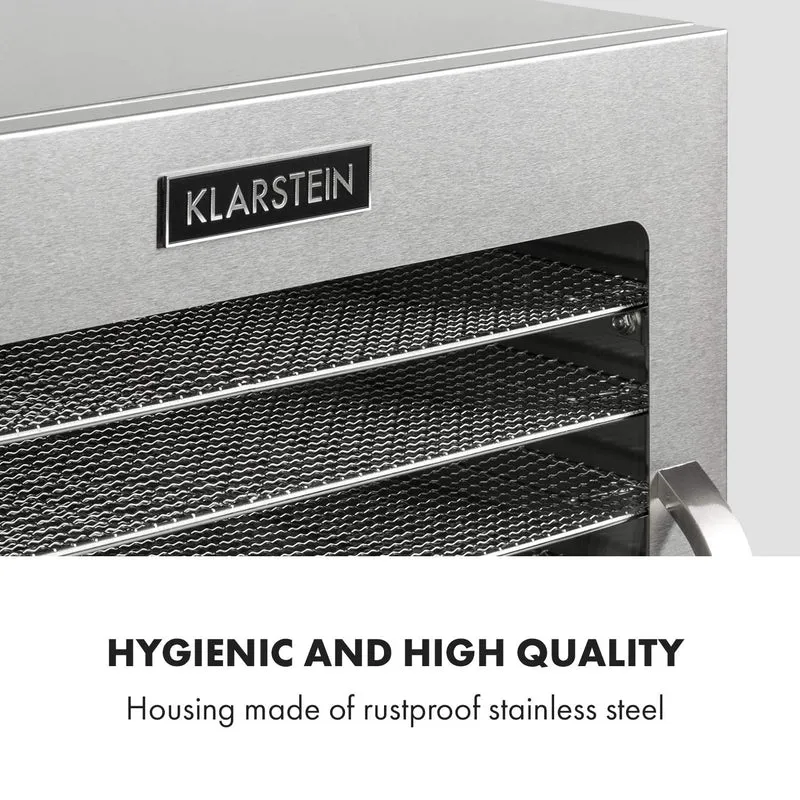 Klarstein Dörrgerät, Dörrautomat für Gemüse, Obst, Pilze & Fleisch, 1500W Edelstahl-Dörrautomat, Trockenautomat mit 16 Metallgitter, Dörrgerät mit 24H Timer & Touch-Display, Food Dehydrator