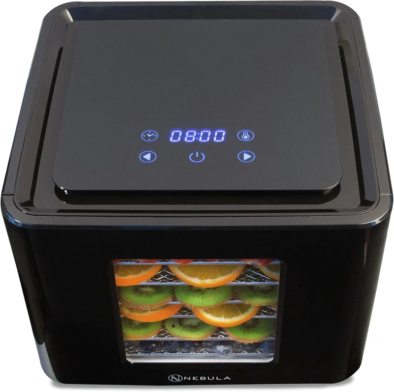Nebula Lebensmittel Dörrgerät Mit 6 Edelstahlschalen | LED-Touch-Control-Design, Einstellbare Digitale Temperatur 35-70 °C & 48-Stunden-Timer | 400W | Dörrgerät Für Obst, Gemüse, Fleisch Und Mehr