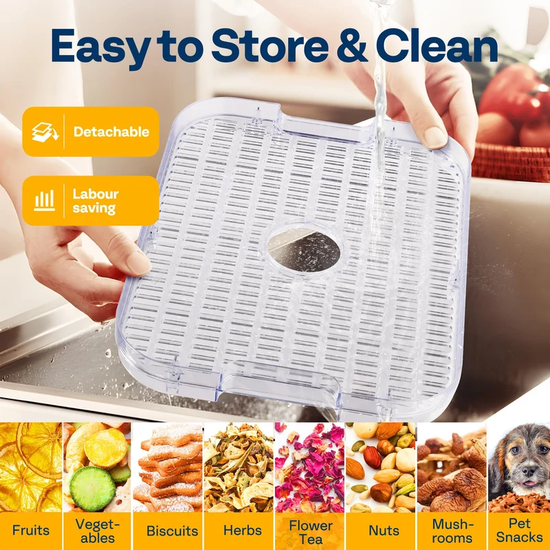 VIVOHOME Dörrautomat mit 8 Einlegefächern 400W BPA frei Dörrgerät mit Temperaturregler von 35°C bis 70°C inkl.72H Timer und Rezept für Fleisch,Obst,Haustier-Leckereiene