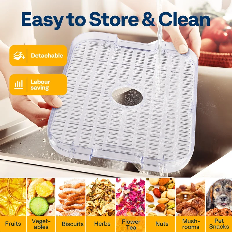VIVOHOME Dörrautomat mit 8 Einlegefächern 400W BPA frei Dörrgerät mit Temperaturregler von 35°C bis 70°C inkl.72H Timer und Rezept für Fleisch,Obst,Haustier-Leckereiene