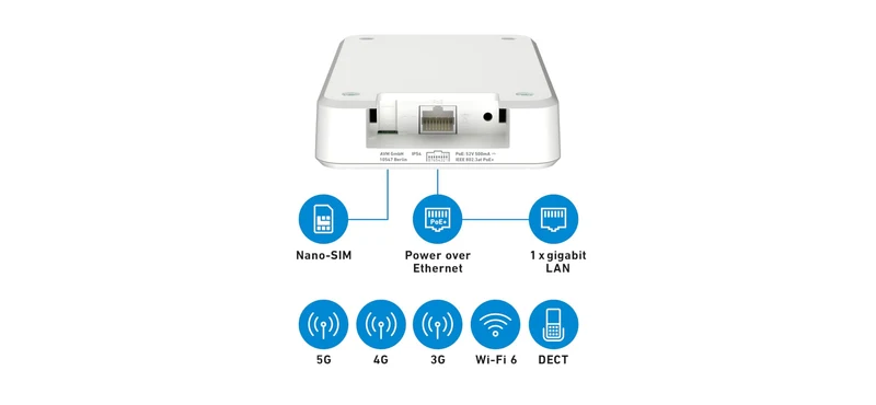 FRITZ!Box 6860 5G – Mobilfunk-Router mit Wi-Fi 6, PoE+, DECT & IP65-Gehäuse
