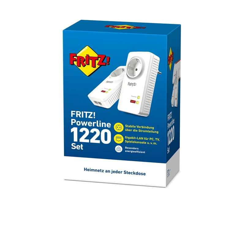 FRITZ!Powerline 1220 Set – 1.200 MBit/s mit 2x Gigabit-LAN pro Adapter