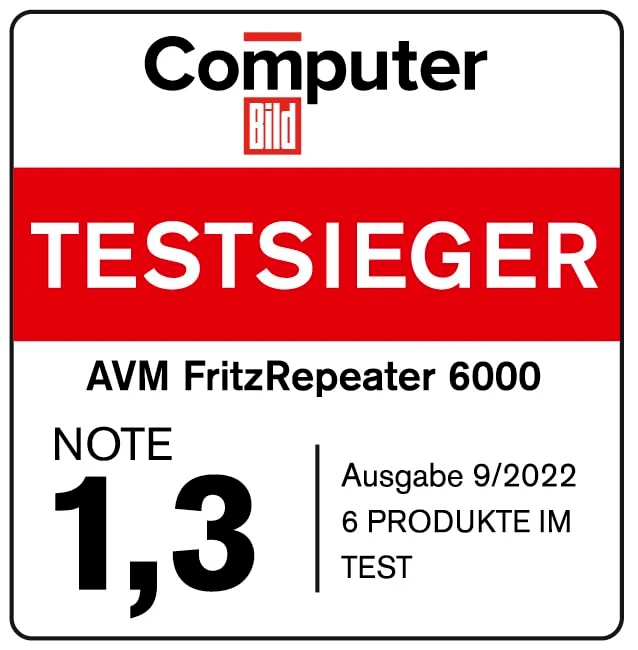 FRITZ!Repeater 6000 – Wi-Fi 6 Tri-Band Repeater mit bis zu 6.000 MBit/s & 2.5-LAN