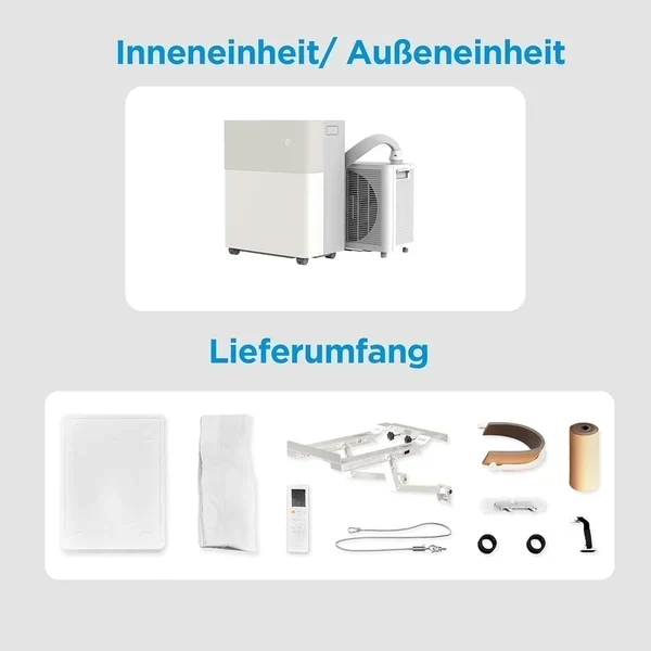Midea PortaSplit-E Tragbare Klimaanlage 12000 BTU Heizung Kühlung, Fernbedienung