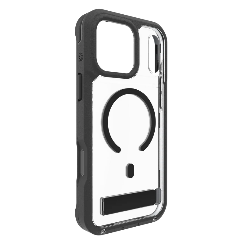 ZAGG iPhone 17 Pro Rainier Snap Kickstand + Camera Control Button Case Black
