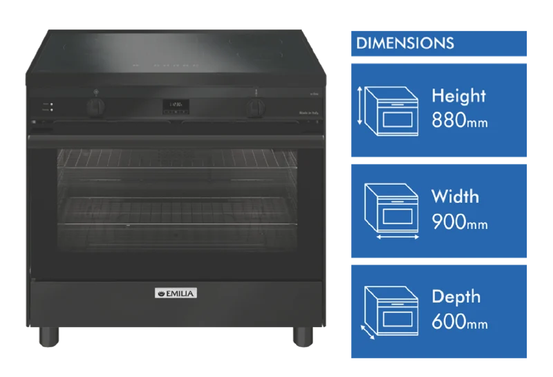 Emilia 90cm Induction Freestanding Cooker - Black
